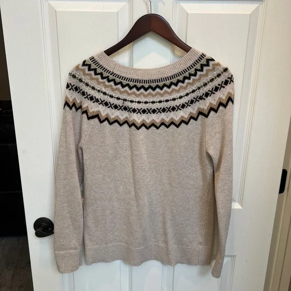 LOFT Fair Isle crew neck wool blend sweater Sz M LIKE NEW - Picture 3 of 8